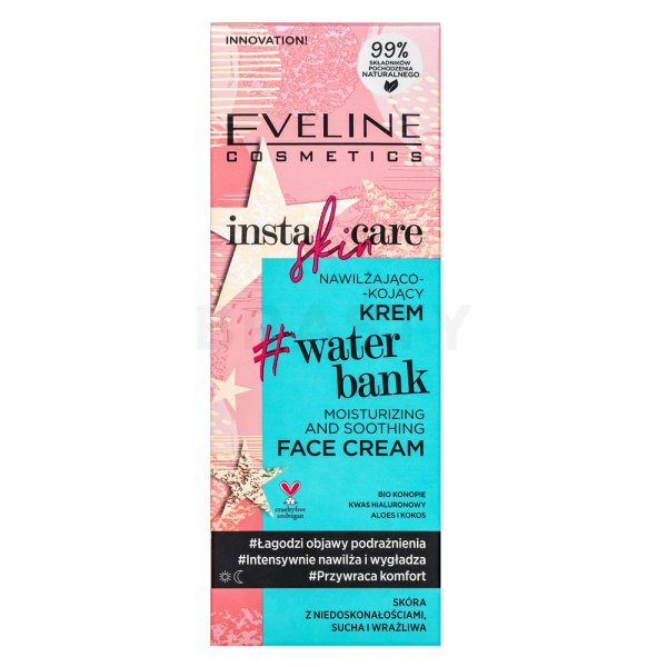 Eveline Insta Skin Care Water Bank Moisturizing And Soothing Cream odżywczy krem do wszystkich typów skóry 50 ml
