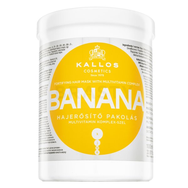 Kallos Banana Fortifying Hair Mask Máscara de fortalecimiento Para el cabello debilitado 1000 ml