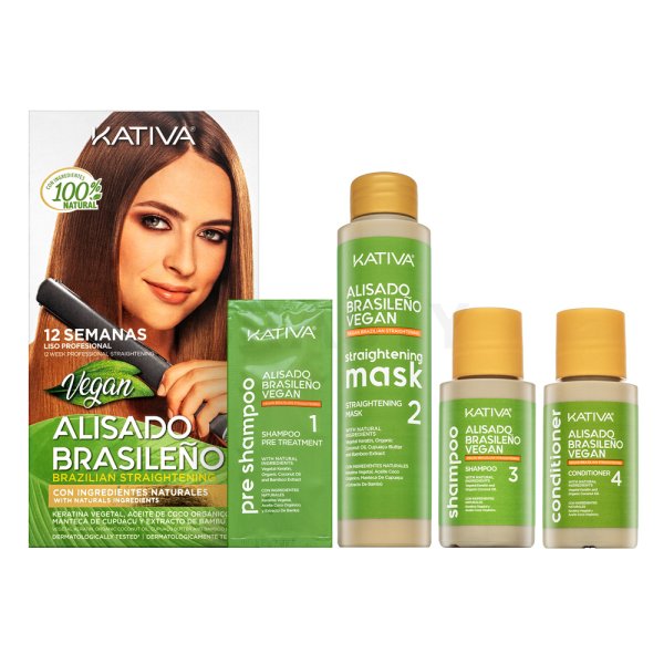 Kativa Brazilian Straightening Vegan Kit sada s keratinem pro narovnání vlasů 225 ml