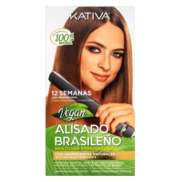 Kativa Brazilian Straightening Vegan Kit sada s keratínom pre narovnanie vlasov 225 ml