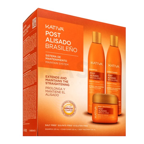 Kativa Post Brazilian Straightening Kit nastavite po ravnanju las s keratinom 2 x 225 ml + 150 ml