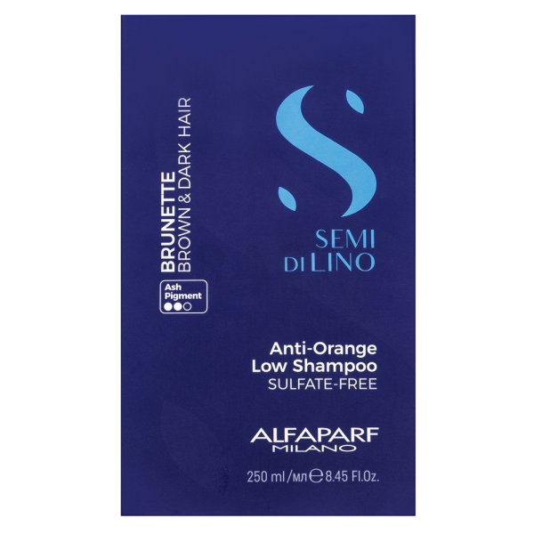 Alfaparf Milano Semi Di Lino Brunette Anti-Orange Low Shampoo neutralizáló sampon barna árnyalatért 250 ml