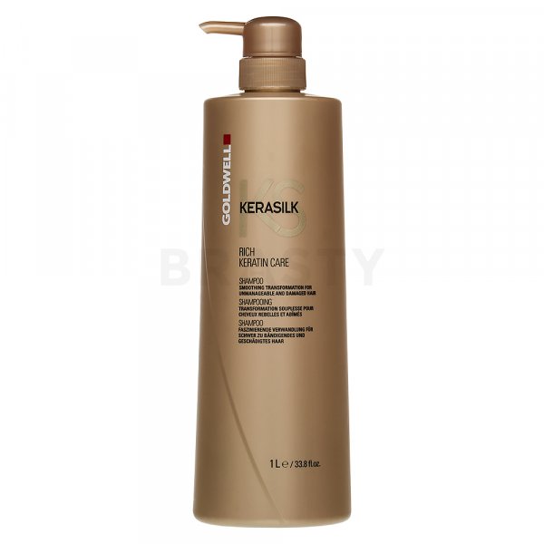 Goldwell Kerasilk Rich Keratin Care Shampoo šampon pro nepoddajné a poškozené vlasy 1000 ml
