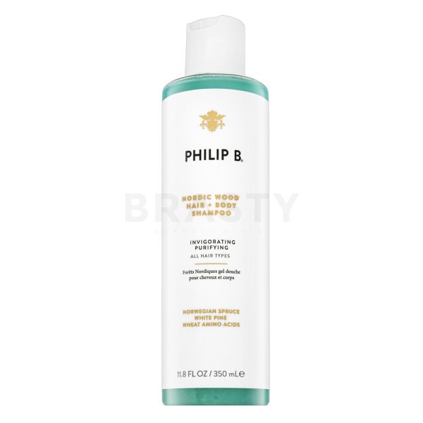 PHILIP B Nordic Wood Hair + Body Shampoo šampon a sprchový gel 2v1 s vyživujícím účinkem 350 ml