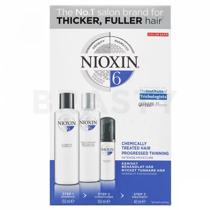 Nioxin System 6 Trial Kit sada pro chemicky ošetřené vlasy 150 ml + 150 ml + 40 ml