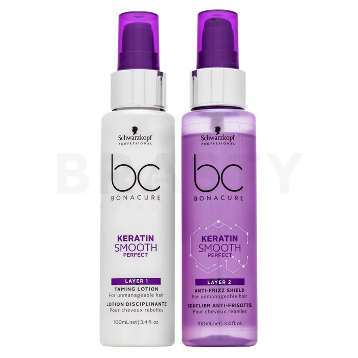 Schwarzkopf Professional BC Bonacure Keratin Smooth Perfect Duo Layering bezoplachová péče pro nepoddajné vlasy 100 ml +100 ml