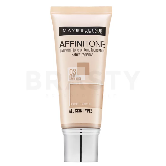 Maybelline Affinitone Hydrating tone-on-tone Foundation tekući make-up s hidratantnim učinkom 03 Light Sand Beige 30 ml