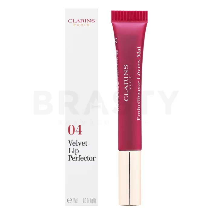 Clarins Velvet Lip Perfector lesk na rty s hydratačním účinkem 04 Velvet Raspberry 12 ml