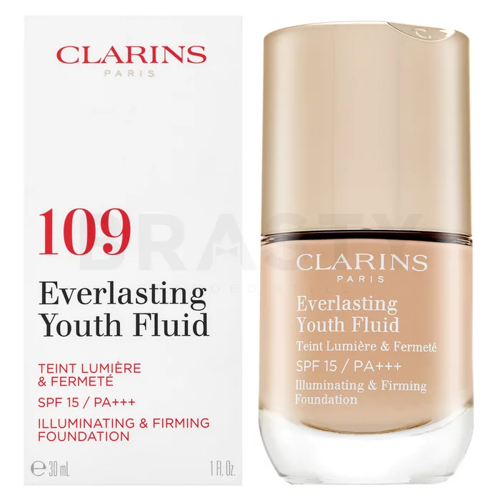 Clarins Everlasting Youth Fluid dlouhotrvající make-up proti stárnutí pleti 109 Wheat 30 ml