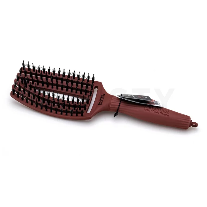 Olivia Garden Fingerbrush Combo Medium Chocolate četka za kosu s najlonskim i svinjskim čekinjama