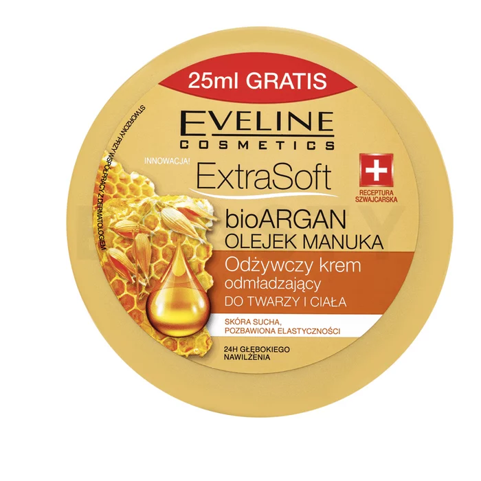 Eveline Extra Soft BioARGAN Manuka Oil Face and Body Cream liftingový zpevňující krém s hydratačním účinkem 175 ml