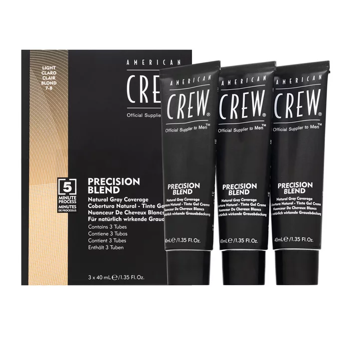 American Crew Precision Blend Natural Gray Coverage Haarfarbe für Männer Light Blond 7-8 3 x 40 ml
