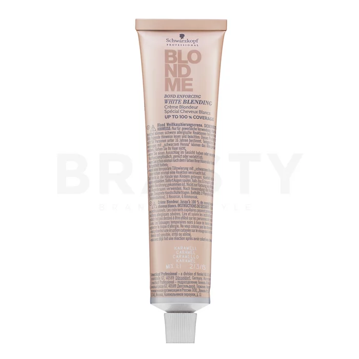 Schwarzkopf Professional BlondMe Bond Enforcing White Blending krém pro zesvětlení vlasů Caramel 60 ml