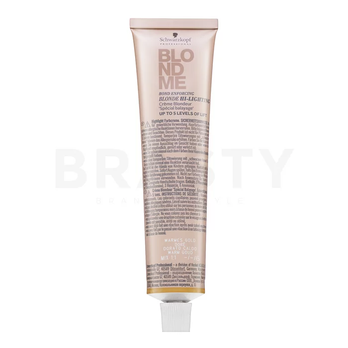 Schwarzkopf Professional BlondMe Bond Enforcing Blonde High-Lighting krém pro zesvětlení vlasů Warming Gold 60 ml