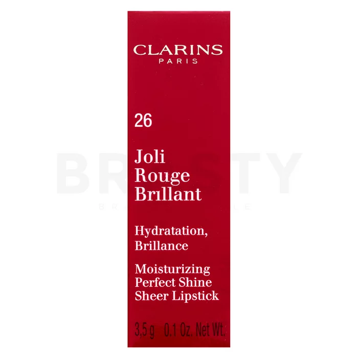 Clarins Joli Rouge Brillant Lipstick vyživující rtěnka s perleťovým leskem 26 Hibiscus 3,5 g