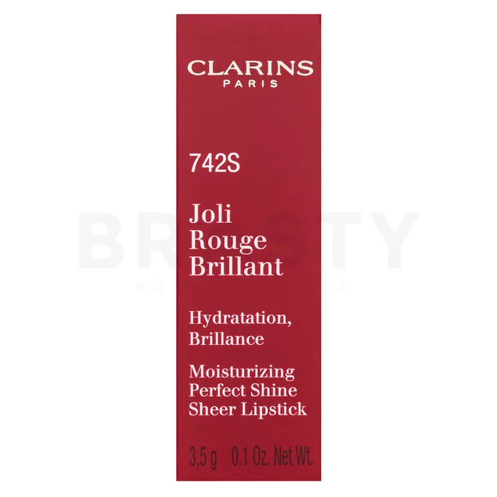 Clarins Joli Rouge Brillant Lipstick vyživující rtěnka s perleťovým leskem 742S Joli Rouge 3,5 g