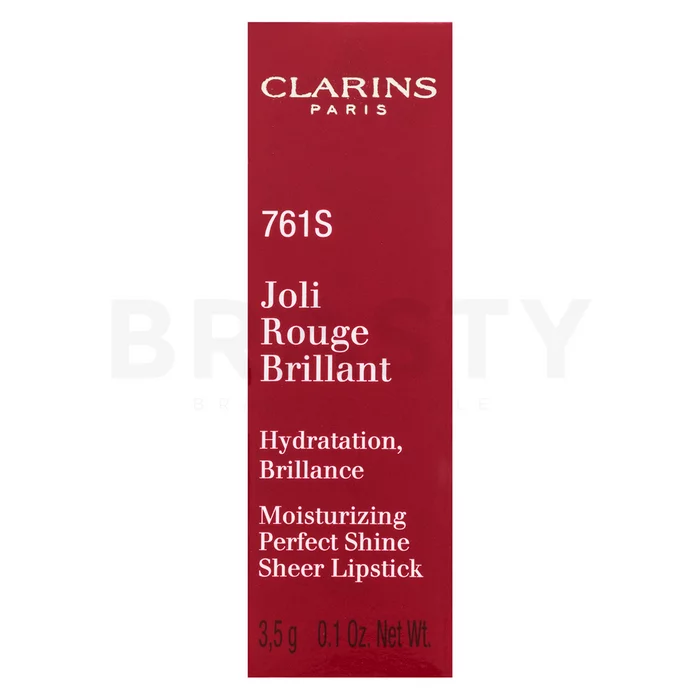 Clarins Joli Rouge Brillant Lipstick vyživující rtěnka s perleťovým leskem 761S Spicy Chilly 3,5 g