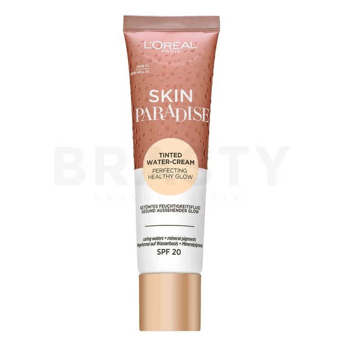 L´Oréal Paris Skin Paradise SPF20 Tinted Water-Cream tónující a hydratační emulze pro sjednocenou a rozjasněnou pleť 01 Fair 30 ml