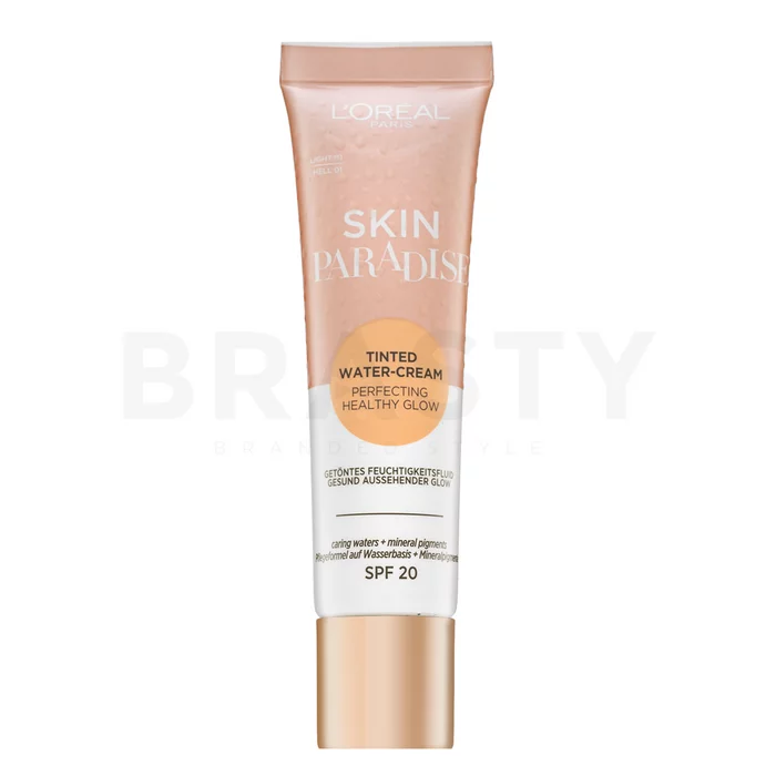 L´Oréal Paris Skin Paradise SPF20 Tinted Water-Cream tónující a hydratační emulze pro sjednocenou a rozjasněnou pleť 01 Light 30 ml