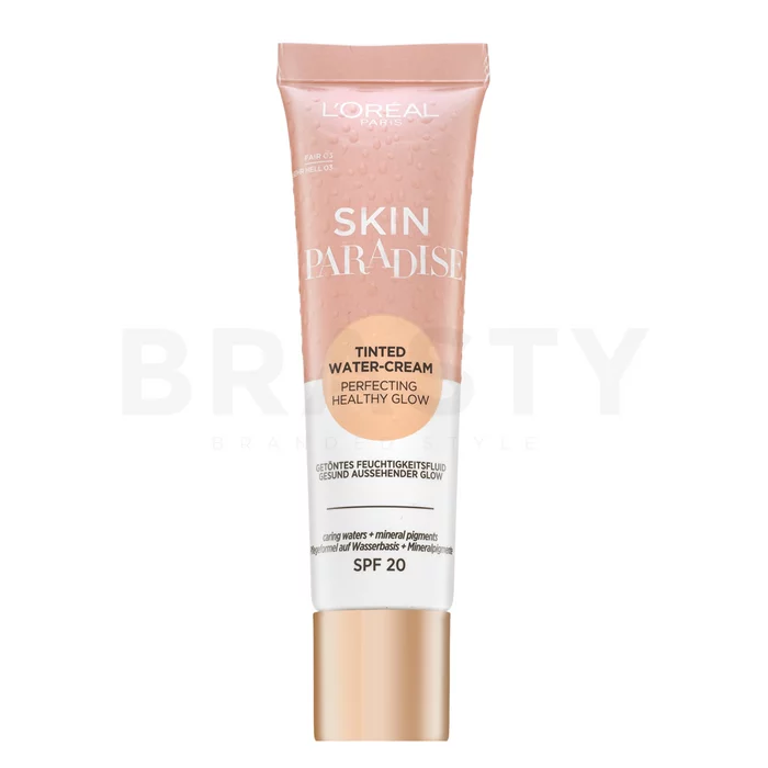 L´Oréal Paris Skin Paradise SPF20 Tinted Water-Cream tónující a hydratační emulze pro sjednocenou a rozjasněnou pleť 03 Fair 30 ml