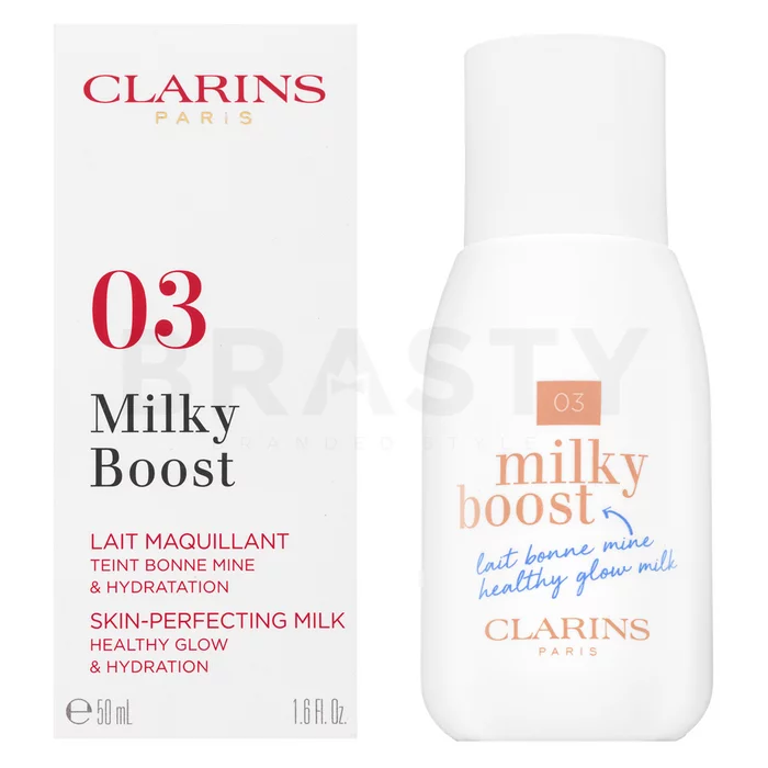 Clarins Milky Boost Foundation tónující a hydratační emulze pro sjednocenou a rozjasněnou pleť 03 Cashew 50 ml