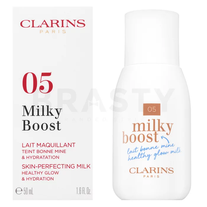 Clarins Milky Boost Foundation tónující a hydratační emulze pro sjednocenou a rozjasněnou pleť 05 Sandalwood 50 ml