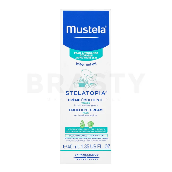 Mustela Bébé Stelatopia Emollient Cream pleťový krém pro suchou atopickou pokožku 40 ml