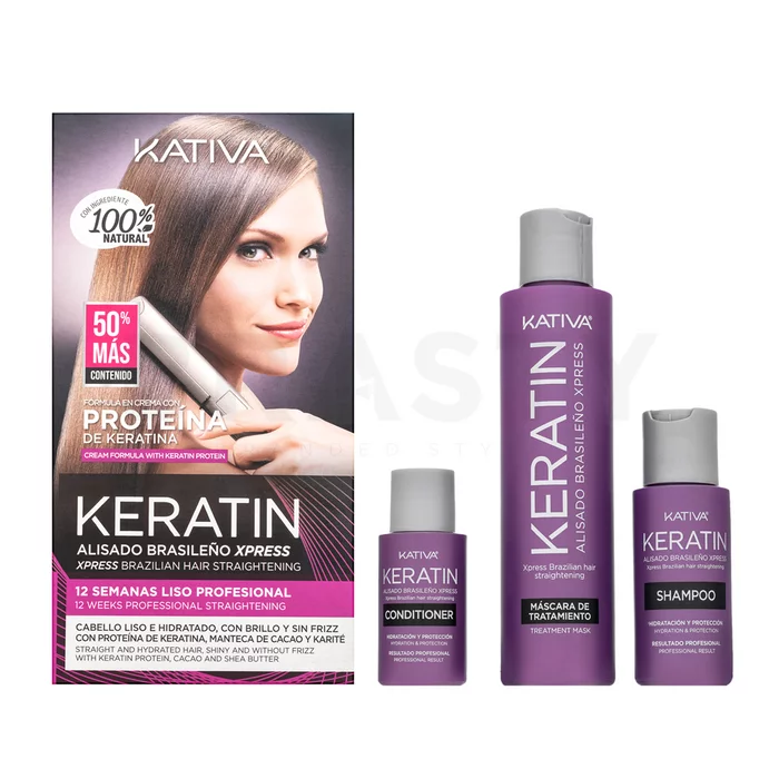 Kativa Protein Xpress Brazilian Hair Straightening Kit sada s keratínom pre narovnanie vlasov