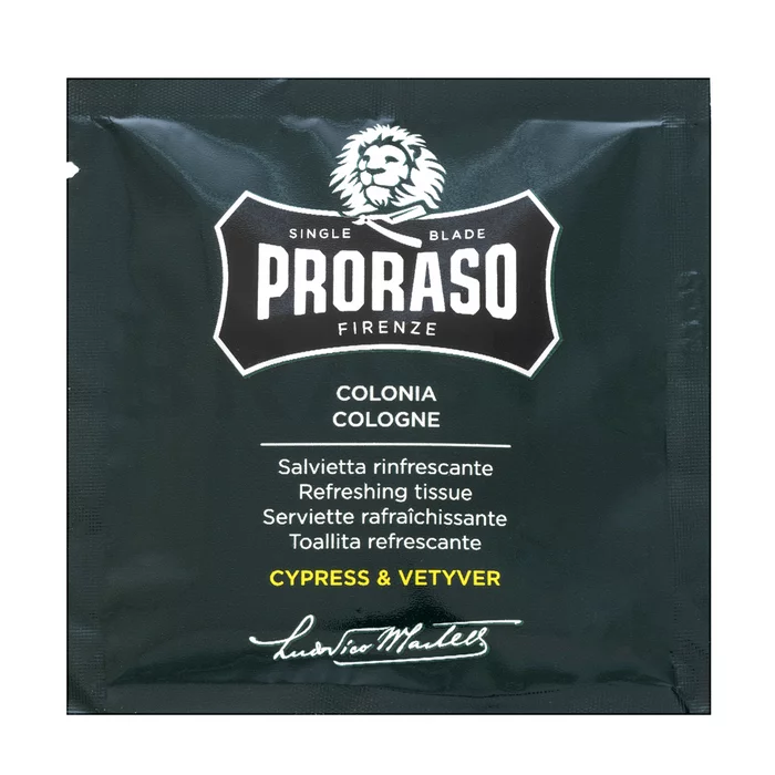 Proraso Cypress And Vetiver Refreshing Tissues 6 Pieces zklidňující pleťové ubrousky pro citlivou a suchou pleť