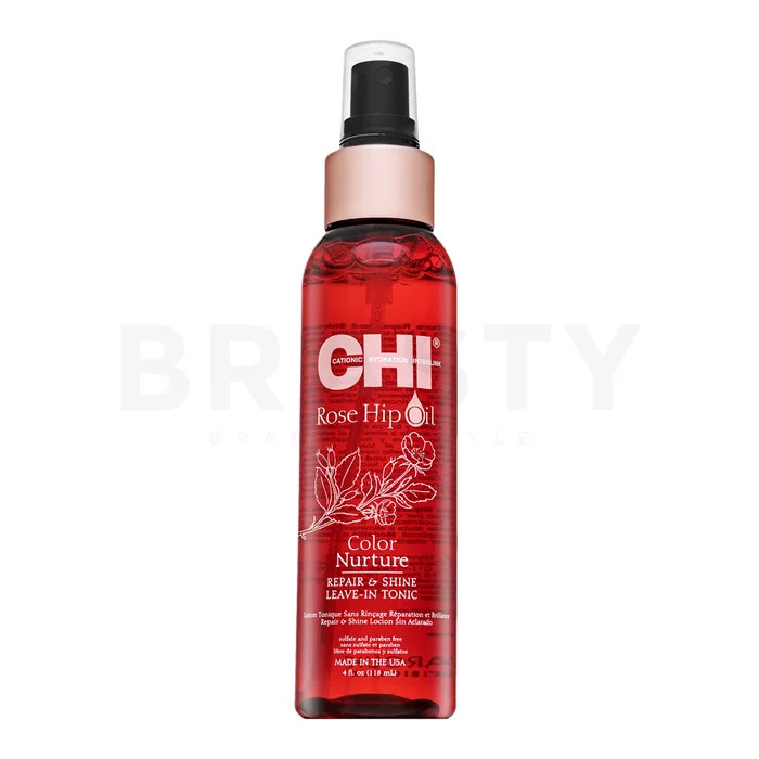 CHI Rose Hip Oil Color Nurture Repair & Shine Leave-In Tonic vlasové tonikum pro regeneraci, výživu a ochranu vlasů 118 ml