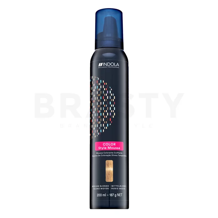 Indola Color Style Mousse semi-permanentní barvící pěna na vlasy Medium Blonde 200 ml