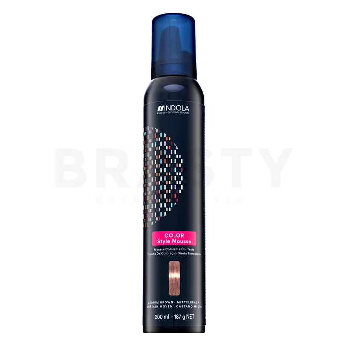 Indola Color Style Mousse semi-permanentní barvící pěna na vlasy Medium Brown 200 ml