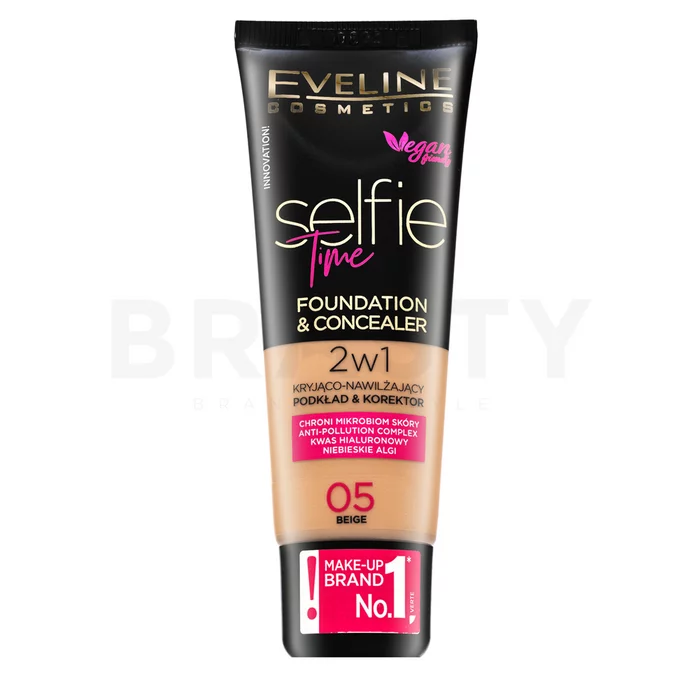 Eveline Selfie Time 2in1 Foundation & Concealer machiaj persistent 2în1 05 Beige 30 ml