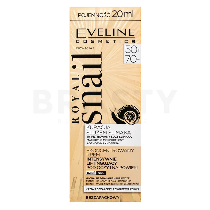 Eveline Royal Snail Concentrated Intensely Lifting Eye Cream 50+/70+ liftingový zpevňující krém proti vráskám 20 ml