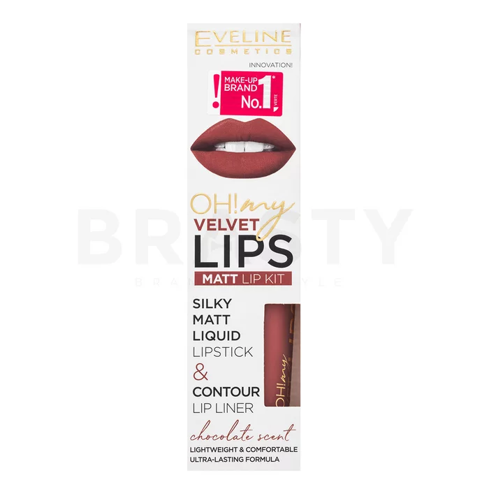 Eveline OH! My Velvet Lips Matt Lip Kit sada na rty pro matný efekt 13 Brownie Biscotti 4,5 ml
