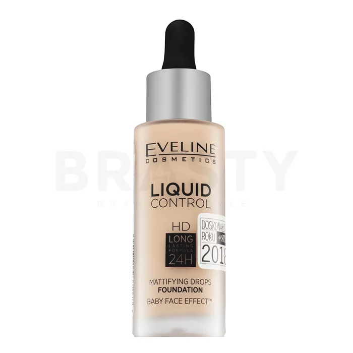 Eveline Liquid Control HD Mattifying Drops Foundation maquillaje de larga duración para piel unificada y sensible 030 Sand Beige 32 ml
