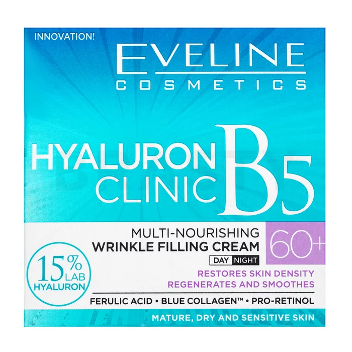Eveline Hyaluron Clinic Day And Night Anti-Wrinkles Cream 60+ omlazující pleťový krém proti vráskám 50 ml