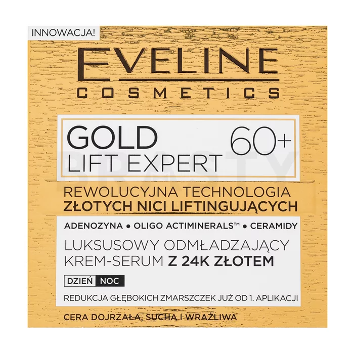 Eveline Gold Lift Expert Luxurious Rejuvenating Cream Serum 60+ wzmacniający krem liftingujący z formułą przeciwzmarszczkową 50 ml