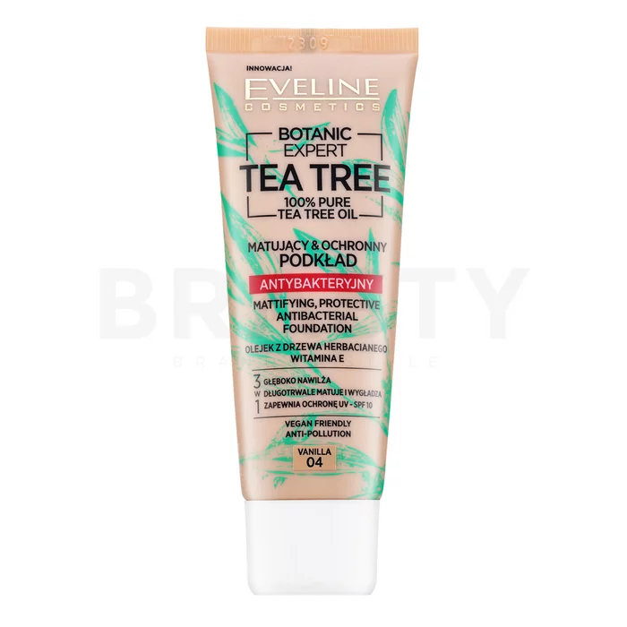Eveline Botanic Expert Tea Tree Mattifying, Protective Antibacterial Foundation tekutý make-up proti nedokonalostiam pleti 04 Vanilla 30 ml