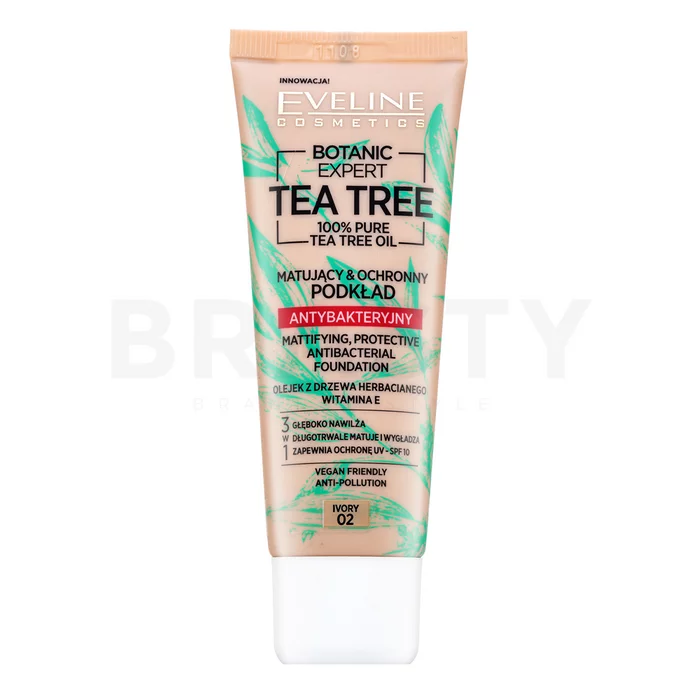 Eveline Botanic Expert Tea Tree Mattifying, Protective Antibacterial Foundation tekutý make-up proti nedokonalostiam pleti 02 Ivory 30 ml