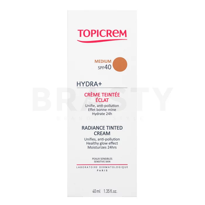 Topicrem HYDRA+ tónovací barevný krém Radiance Tinted Cream SPF40 - Medium 40 ml