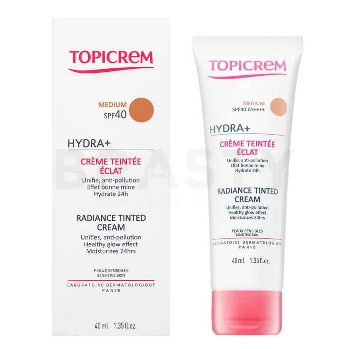 Topicrem HYDRA+ tónovací barevný krém Radiance Tinted Cream SPF40 - Medium 40 ml