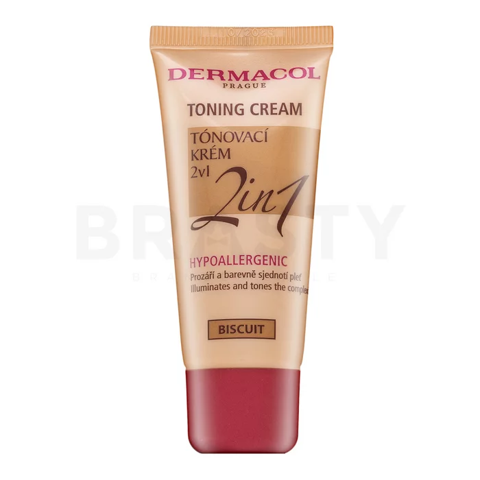 Dermacol Toning Cream 2in1 tónující a hydratační emulze pro sjednocení barevného tónu pleti Biscuit 30 ml