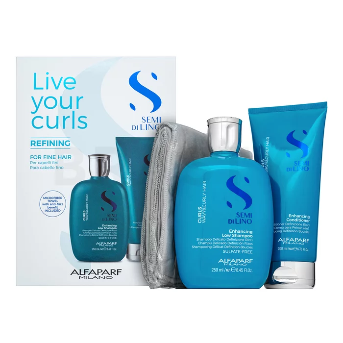 Alfaparf Milano Semi Di Lino Live Your Curls Refining Kit Shampoo und Conditioner Für den Glanz lockiger und krauser Haare