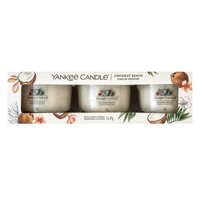 Yankee Candle Coconut Beach candela votiva 3 x 37 g