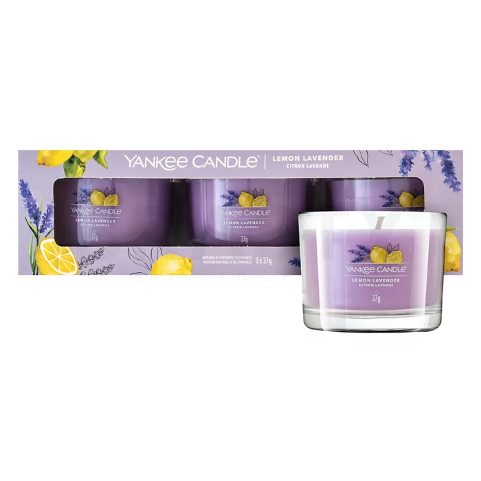 Yankee Candle Lemon Lavender votivní svíčka 3 x 37 g