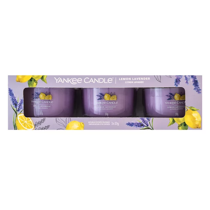 Yankee Candle Lemon Lavender votivní svíčka 3 x 37 g