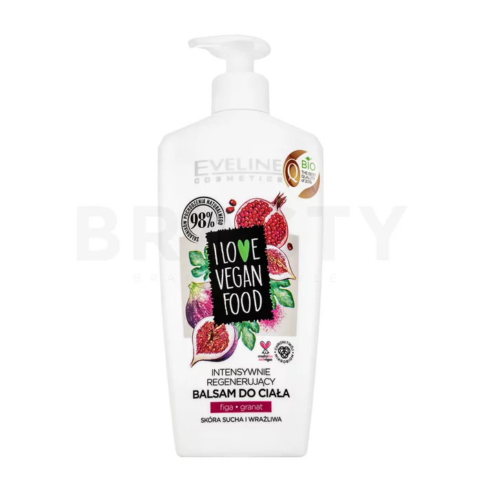 Eveline I Love Vegan Food Balm Intensive Regenerates Body Lotion tělový krém pro všechny typy pleti 350 ml Fig and Pomegranate
