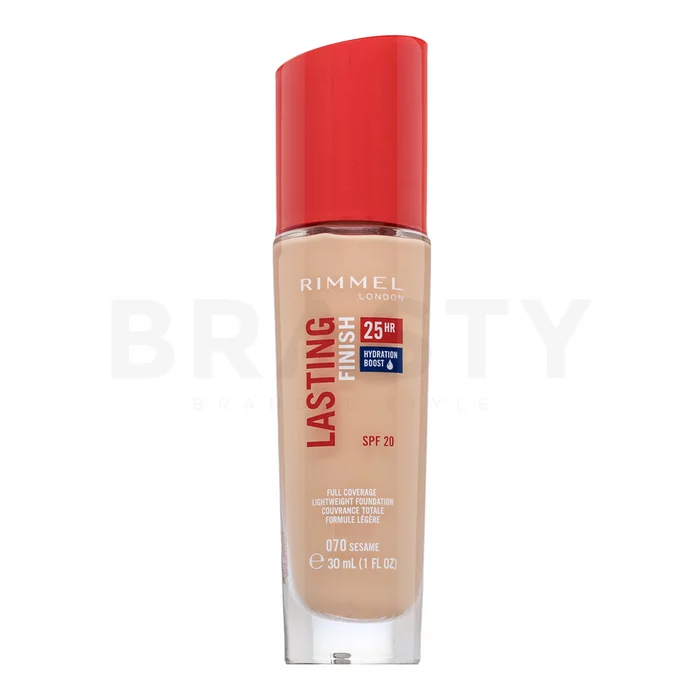 Rimmel London Lasting Finish 25HR SPF20 Full Coverage Lightweight Foundation tekutý make-up pro sjednocenou a rozjasněnou pleť 070 30 ml
