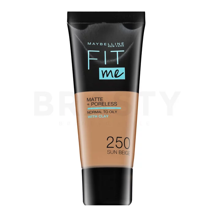 Maybelline Fit Me! Foundation Matte + Poreless tekutý make-up s matujícím účinkem 250 Sun Beige 30 ml